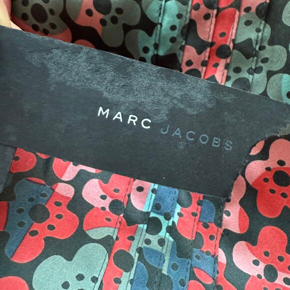 Marc Jacobs 100% Silk Pleated Floral Skirt Black Multi A-Line Y2K Size 6 - Picture 6 of 10